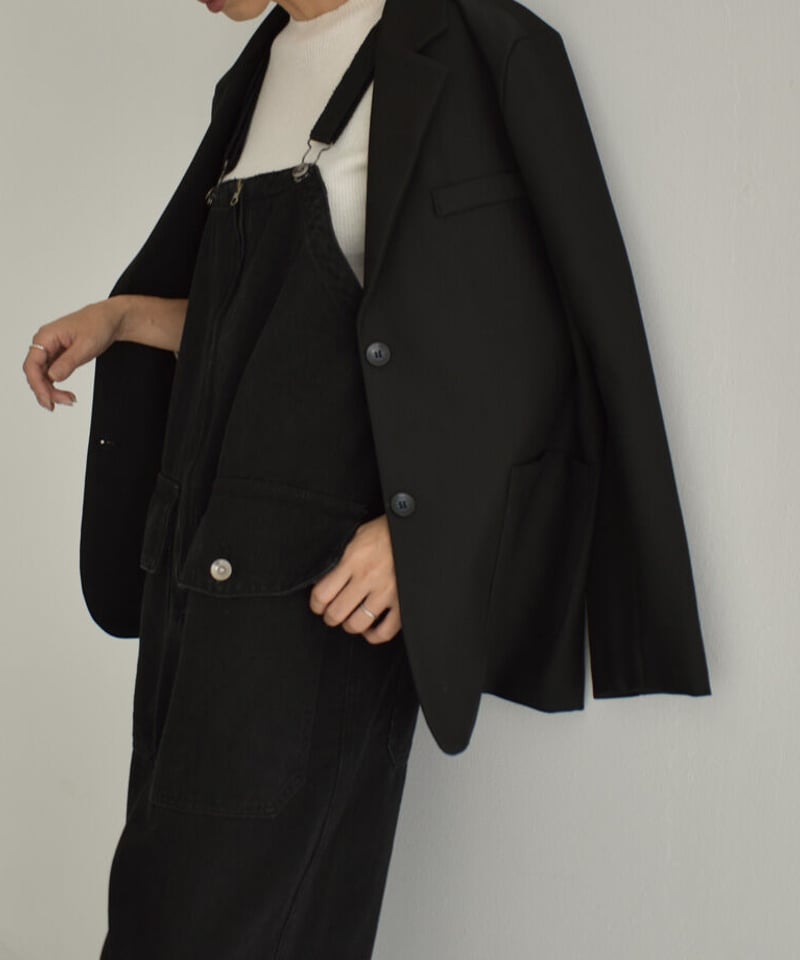 onepiece-02070 フロントジップ サロペットデニム ブラック | L a v i