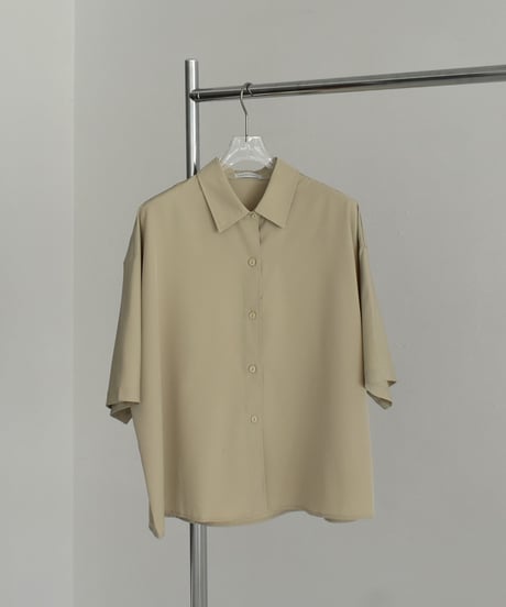 tops-02549　ハーフスリーブ オーバーシャツ　ベージュ　ホワイト　ブラウン