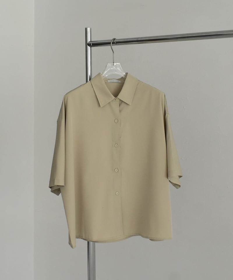 tops-02549 ハーフスリーブ オーバーシャツ ベージュ ホワイト