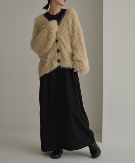 knit-07001 　シャギー ボリューム ニット カーディガン