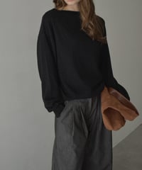 knit-02340　ボートネック ニット プルオーバー　エクリュ　ライトグレー　ネイビー　チャコール　ブラック