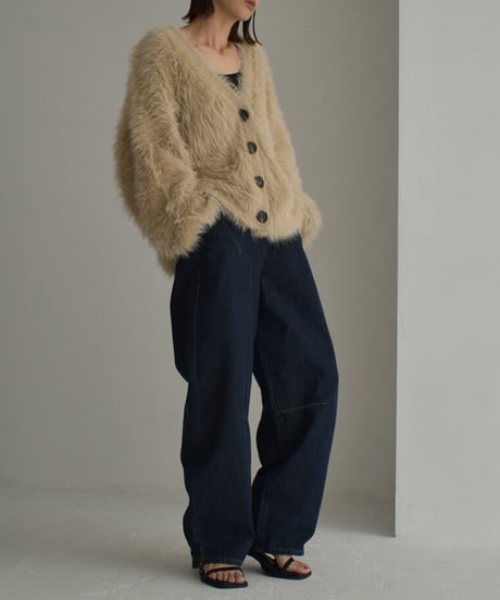 knit-07001 　シャギー ボリューム ニット カーディガン