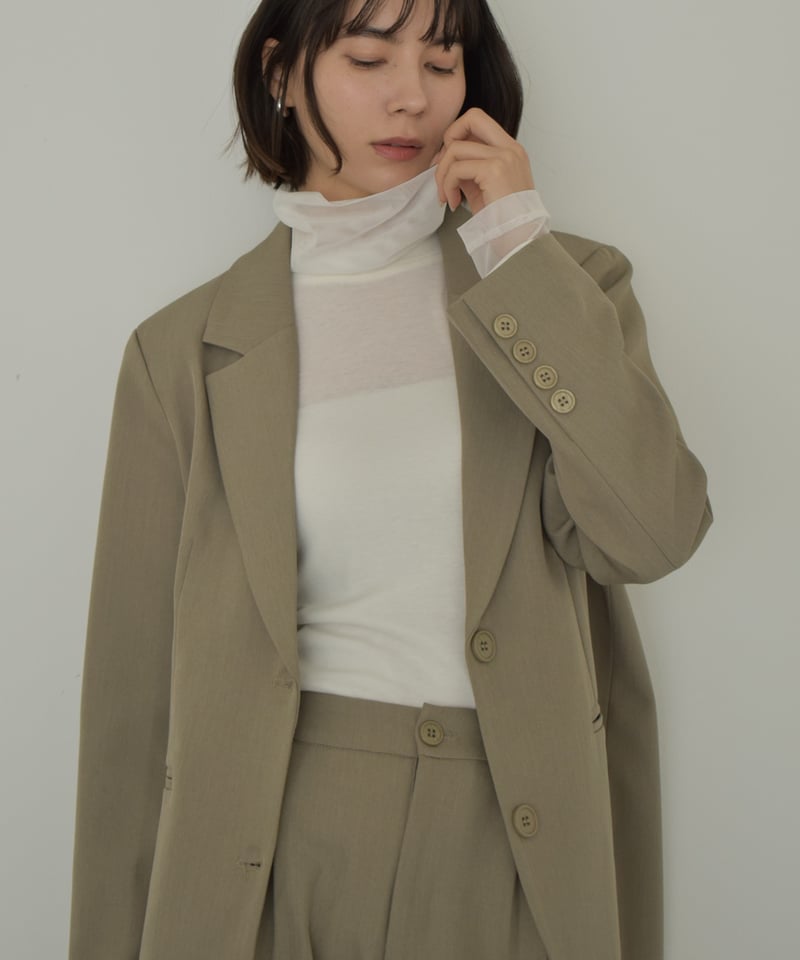 nh-tops-02581 シアー切り替え タートルネック トップス ホワイト