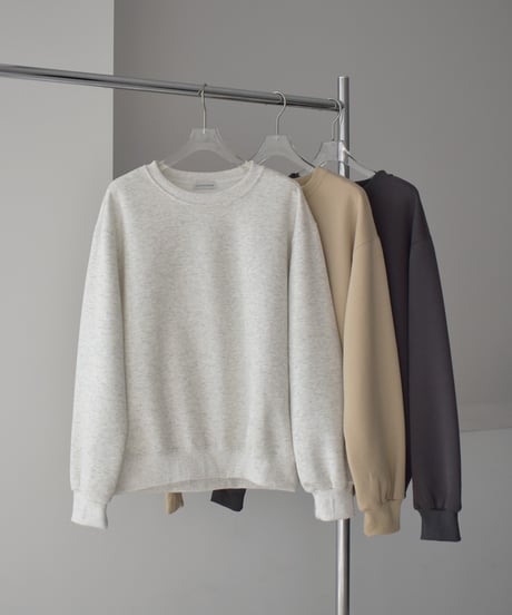 tops-02587　クルーネック プルオーバー　オートミール　ベージュ　チャコール