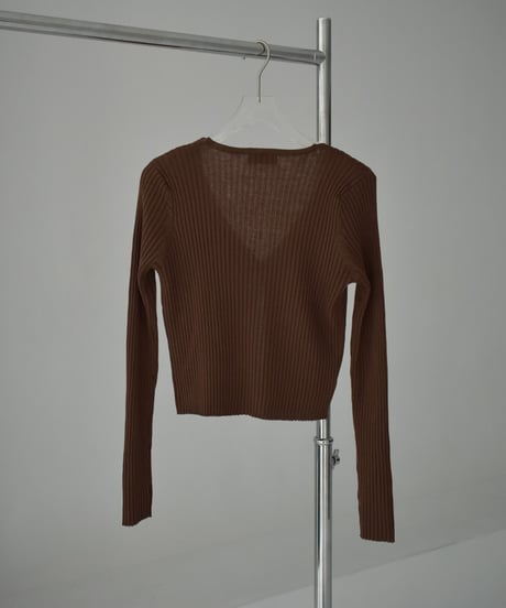 knit-02295　リブ ワンボタン カーディガン　オフホワイト　ブラウン　レッド　チャコール