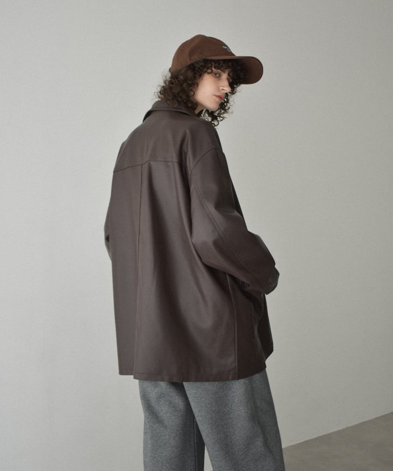 jacket-02026 フェイクレザー カーコート ブラウン ブラック | L a v i