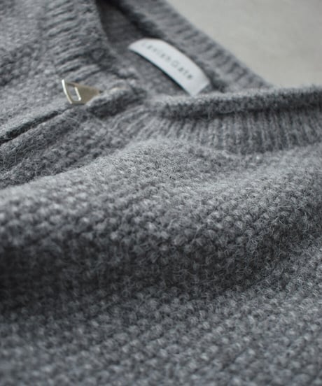 knit-02400　フロントポケット ジップ ニット カーディガン　アイボリー　グレー　ネイビー