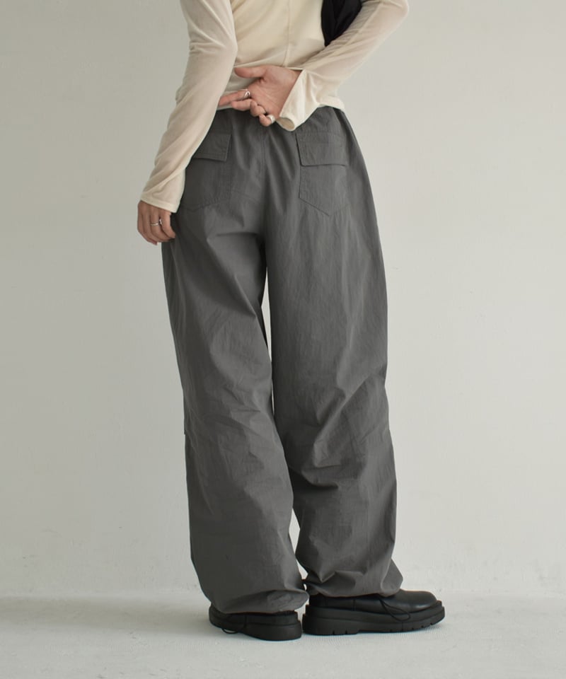 bottoms-02249 パラシュート パンツ グレー ブラック | L