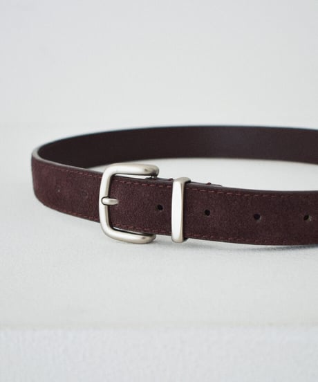 nh-belt-02042　シルバーバックル フェイクスエード ベルト　ブラウン　ブラック