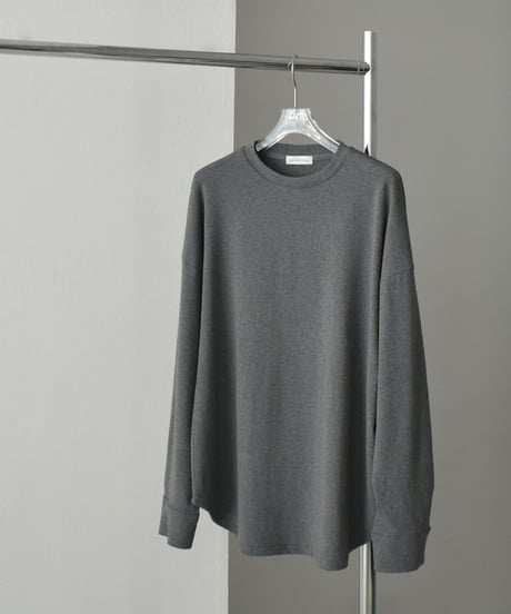 tops-02528　カフススリーブロングTシャツ　グレー
