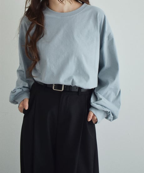 nh-tops-02595　ボリューム スリーブ ロング Tシャツ　ホワイト　ブルー　ブラック
