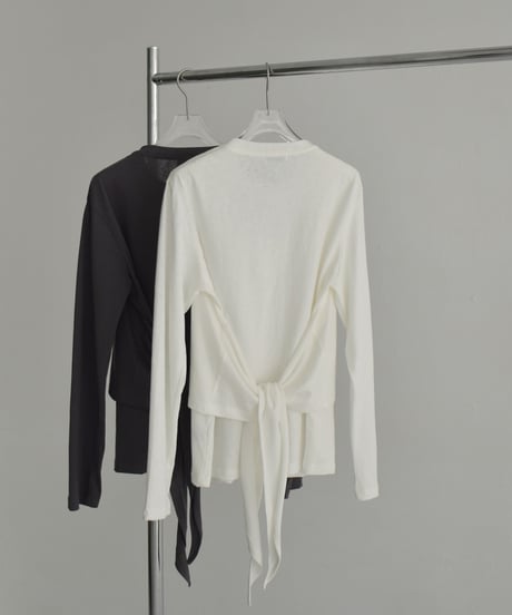 tops-02536　レイヤードカットソー　ホワイト　チャコール
