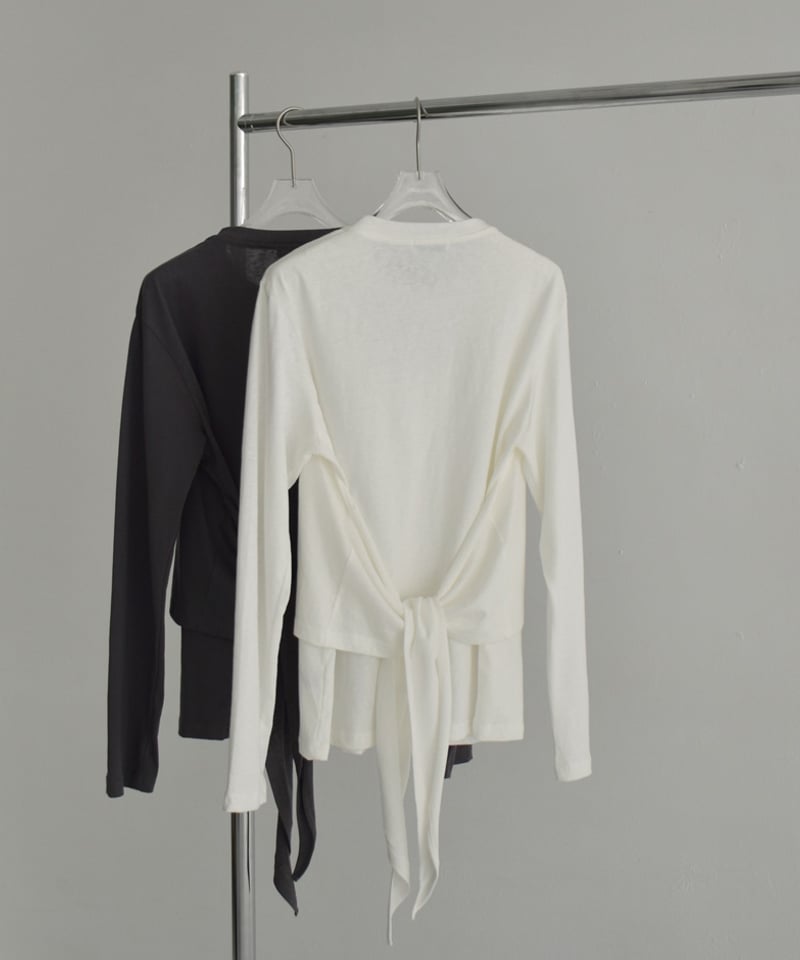 tops-02536 レイヤードカットソー ホワイト チャコール | L a v i s h