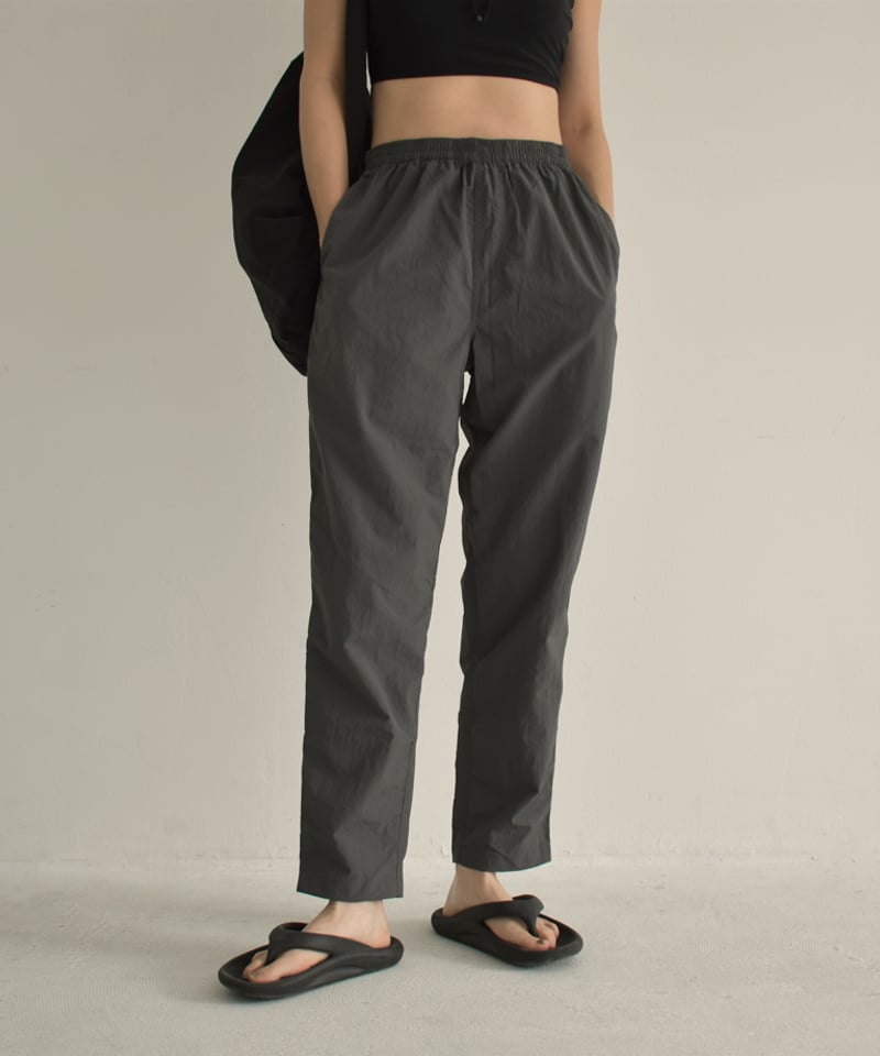 swim-02451 ナイロンタフタ スイムロングパンツ ブラック チャコール