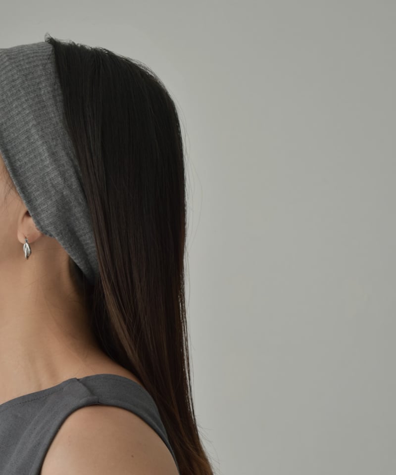 nh-hair-02034 ワイド リブ ヘアバンド グレー ブラック | L a v i s