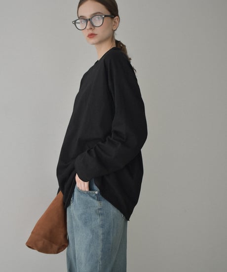 nh-tops-02565　オーバーサイズ ロングスリーブTシャツ　ホワイト　ベージュ　チャコール　ブラック