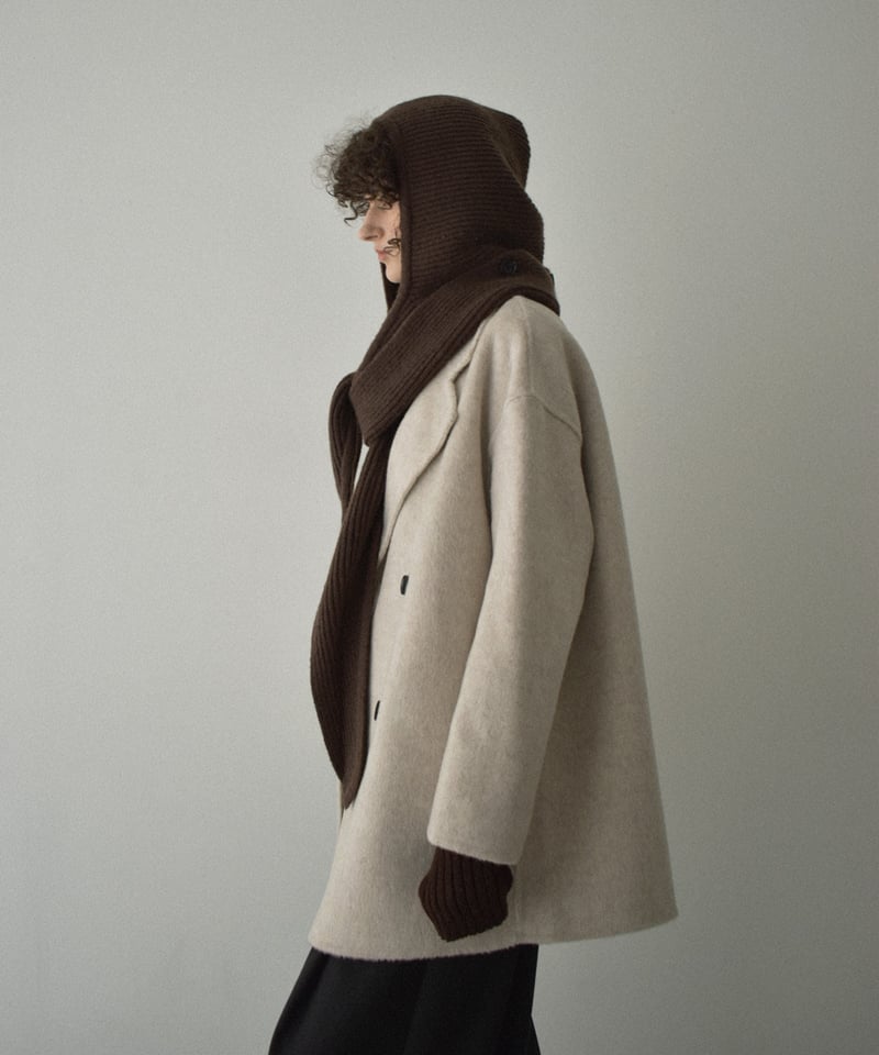 ACLENT フード付きマフラー グレー 【新品】完売商品 nh-muffler-02024 ニット フード マフラー エクリュ グレー