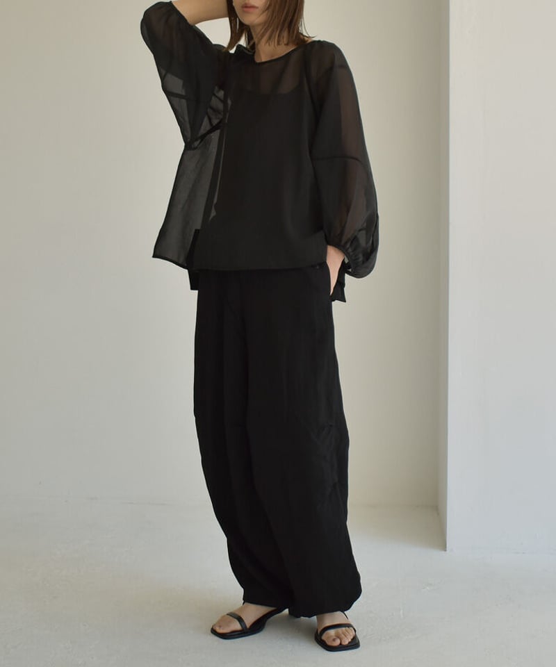 tops-02407 インナーキャミ付き ランタンスリーブ シアー tops-02407 インナーキャミ付き ランタンスリーブ シアー