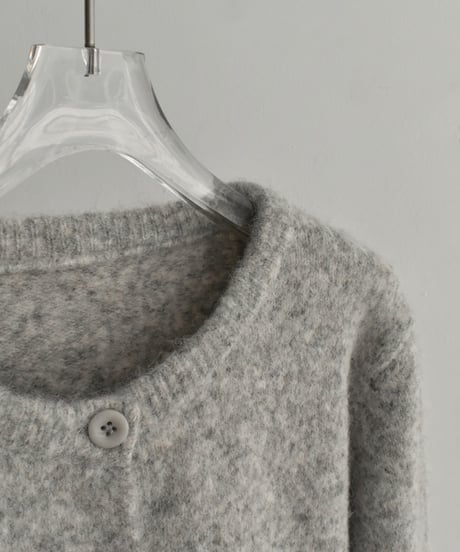 knit-02352　クルーネックニットカーディガン　ライトグレー　チャコール