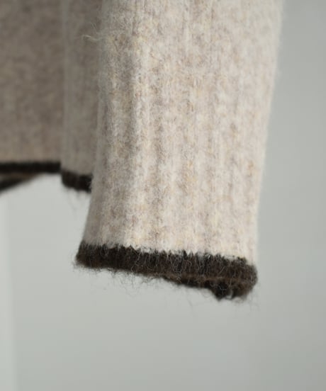 knit-02310　バイカラー ニット トップス　ライトベージュ　グレー　ブラウン