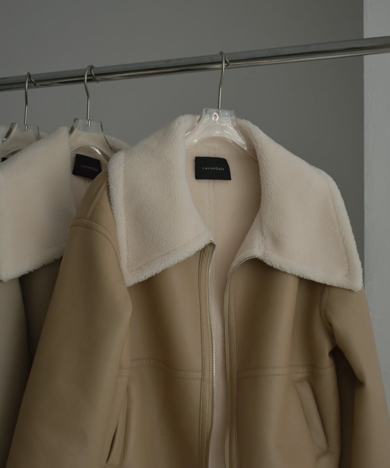 LavishGate ビックカラー フェイクムートン ジャケット outer-02075 ビックカラー フェイクムートン ジャケット