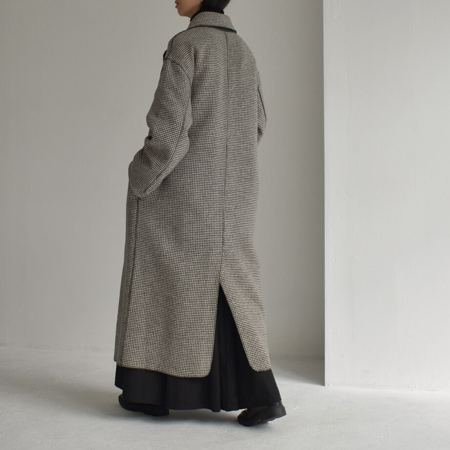 coat-13002 ガンクラブチェック×グレー リバーシブル ウールトレンチ 