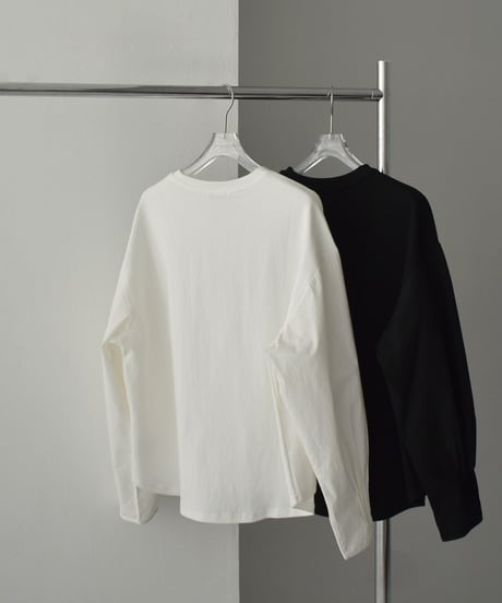 tops-02444　シャツスリーブカットソー　ホワイト　ブラック
