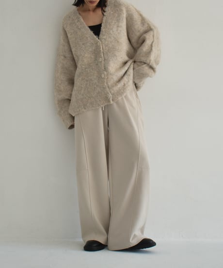 knit-02303　ヘアリー シャギーニット カーディガン　エクリュ