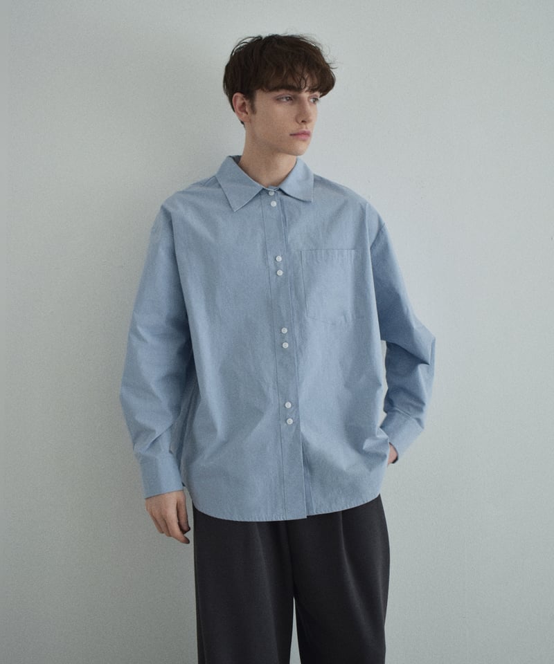 tops-02461 オーバーサイズ シャツ ホワイト ブルー | L a v i s h G