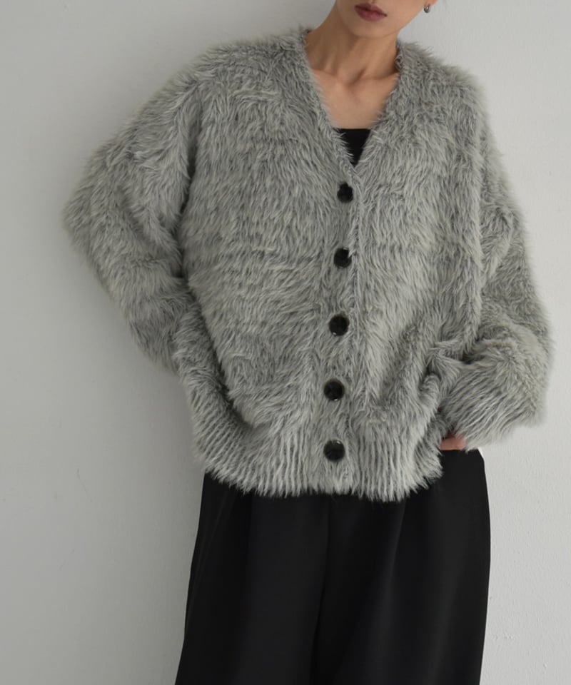 knit-02292 シャギー ニット カーディガン グレー | L a v i s h knit-02292 シャギー ニット カーディガン グレー | L a v i s h