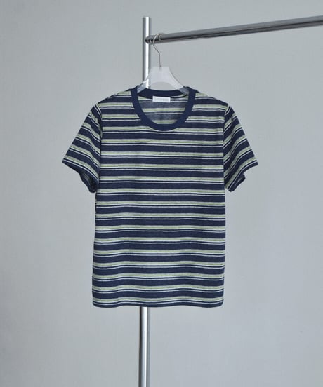 nh-tops-02628　マルチボーダー ルーズ Tシャツ　ネイビー