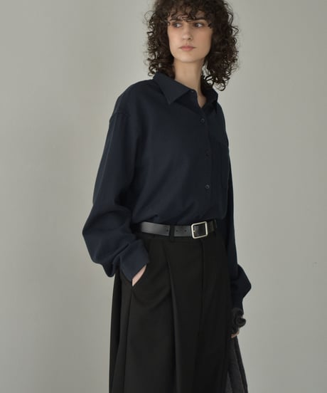 tops-02575　フランネル オーバーシャツ　ベージュ　ネイビー