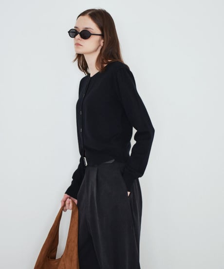 knit-02392　クルーネック ニット カーディガン　レッド　グレー　ブラック
