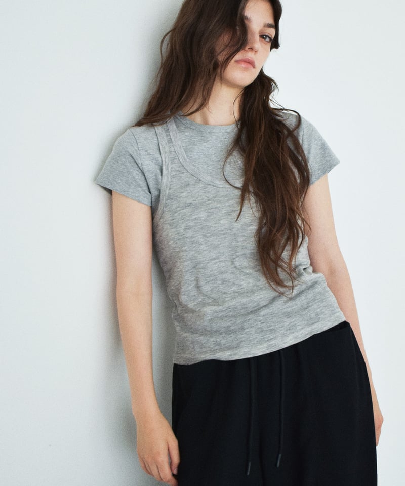 nh-tops-02610 シアー レイヤード タンクトップ セット ブルー グレー