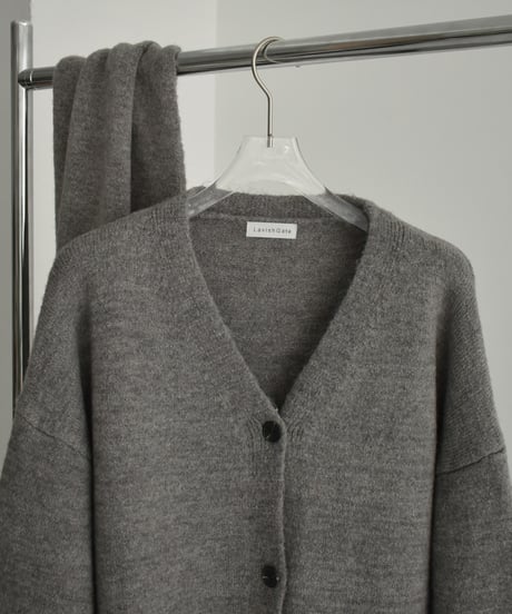 knit-02293　マフラー付き　ニットカーディガン　ブラウン　グレー　ブラック