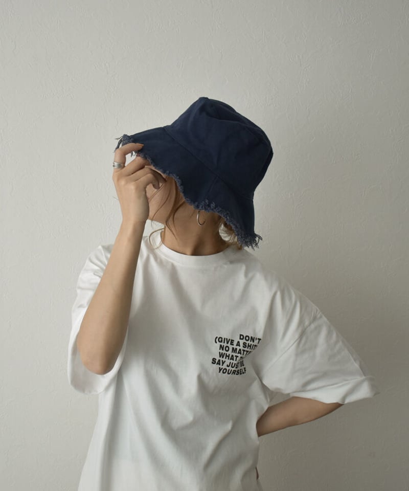 nh-cap-02040 キャンバス フリンジ バケット ハット エクリュ ネイビー