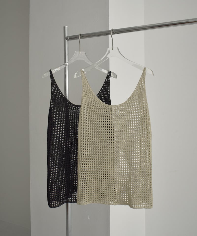 nh-tops-02469 メッシュタンクトップ ライトカーキ ブラック | L a v i nh-tops-02469 メッシュタンクトップ ライトカーキ ブラック | L a v i