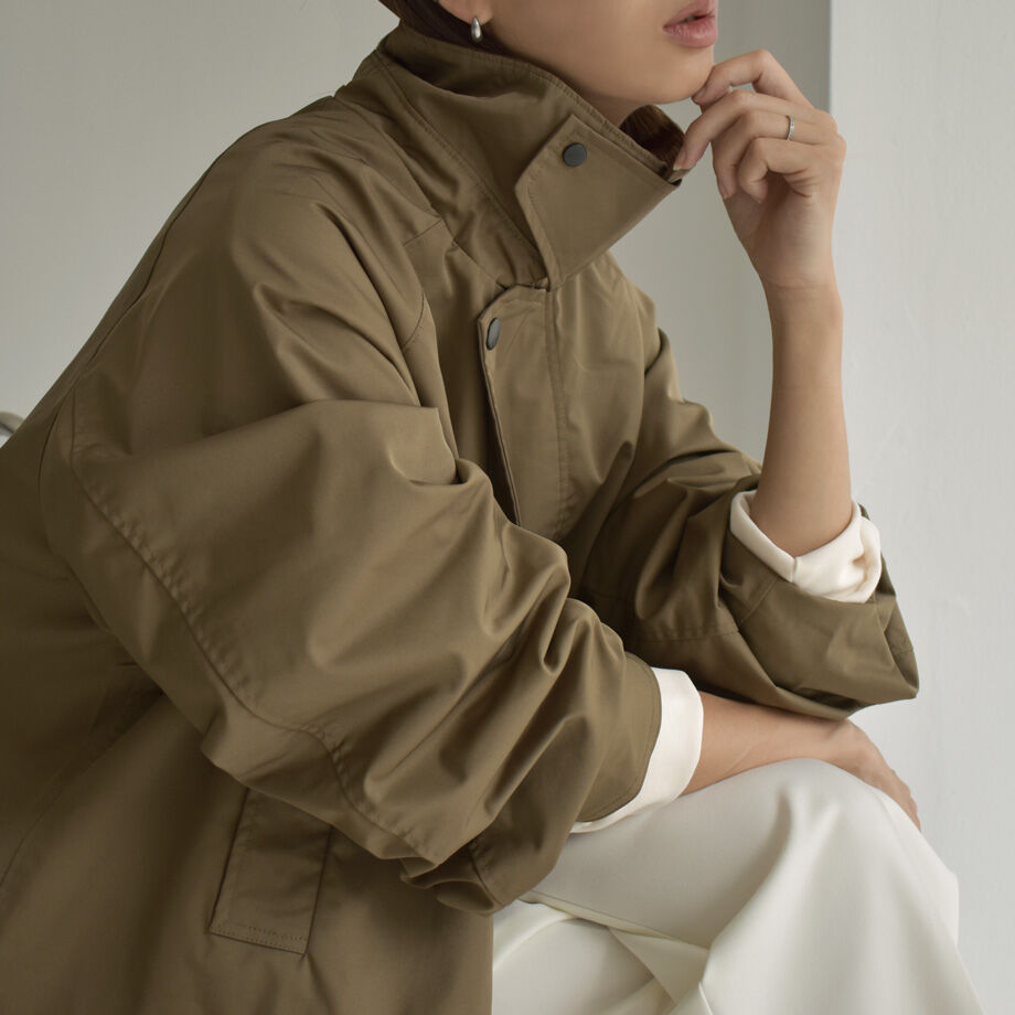 coat-13001 撥水 ステンカラーコート ベージュ カーキ | L coat-13001 撥水 ステンカラーコート ベージュ カーキ | L
