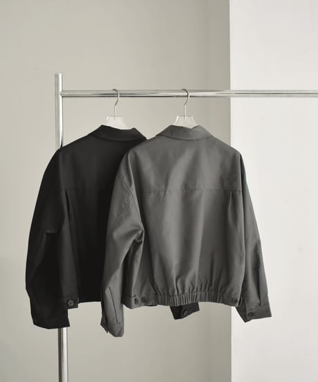 outer-02064　 ジップ ショート ジャケット　グレー　ブラック