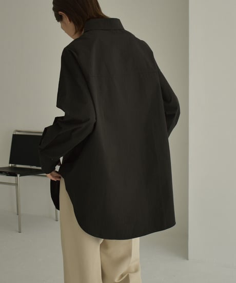 tops-02379　コットンラグランドレスシャツ　ホワイト　ブラック