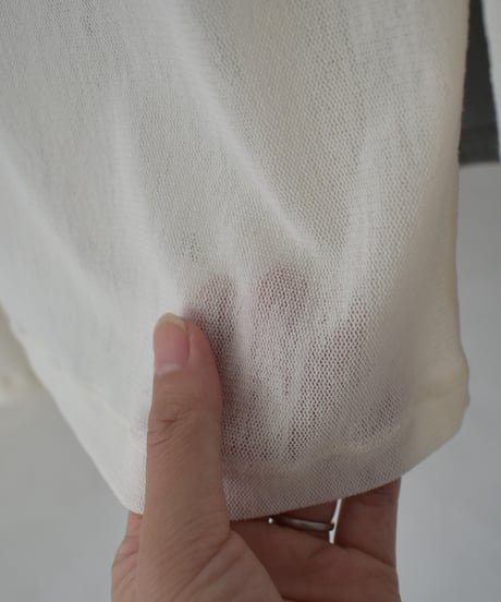 nh-tops-02569　ロングスリーブ シアーカットソー　エクリュ　グレー　ブラウン　ブラック