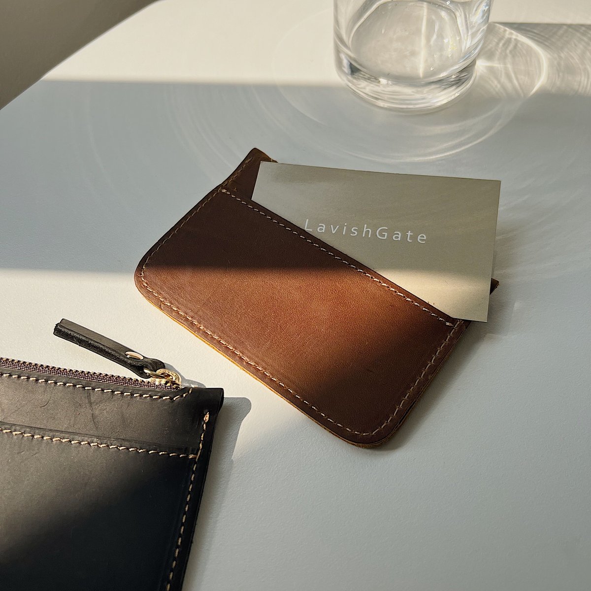 mb-leather-09008 牛革 小銭入れ付きパスケース ブラウン