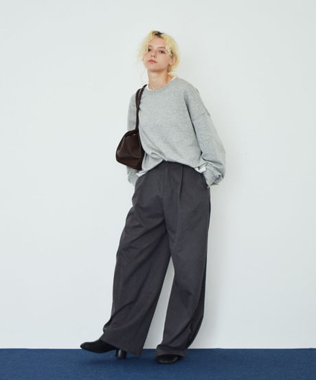 tops-02636　カットオフ スウェット プルオーバー　グレー　ブラック