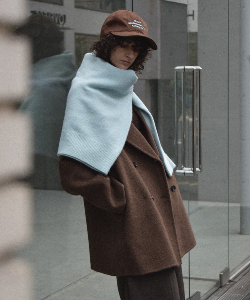 coat-02061 ウール ミディ コート リバー仕立て エクリュ ダークグレー