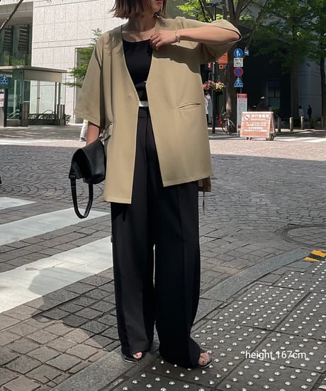 【STUDIO ENUL】jacket-14001　2way オーバーサイズ ジャケット　ベージュ　ブラック