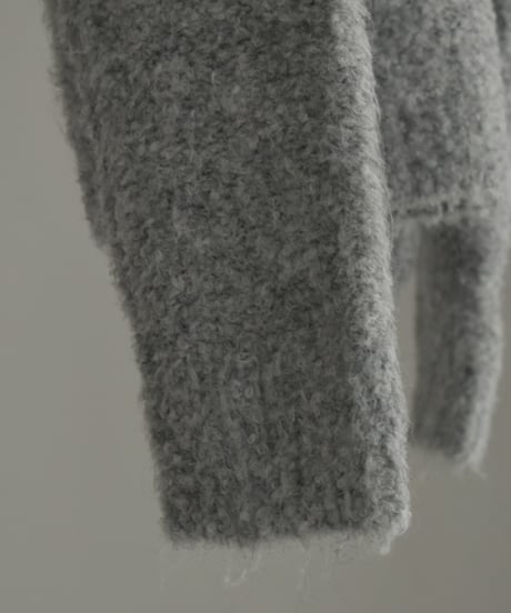 knit-02255　ブークレー クルーネック ニット プルオーバー　ベージュ　グレー　ブラック