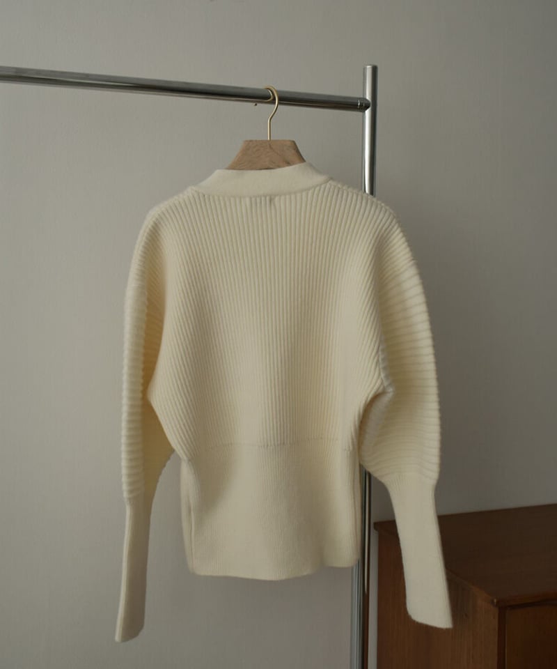 knit-02196 ウエストシェイプニットカーディガン エクリュ モカ