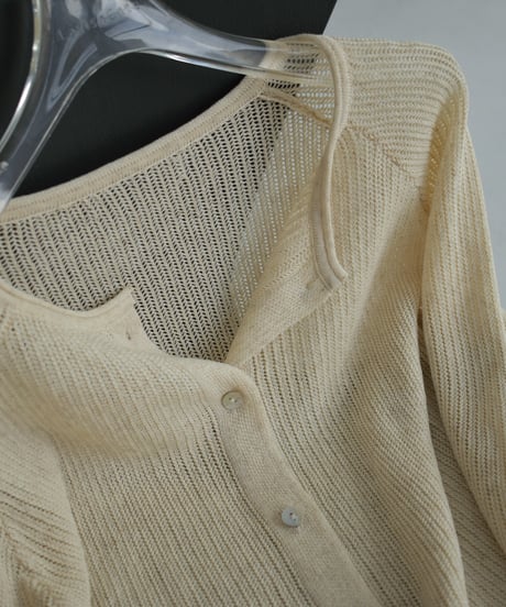 knit-02270　リネン混　サマーニット カーディガン　ベージュ　ブラック　グレー