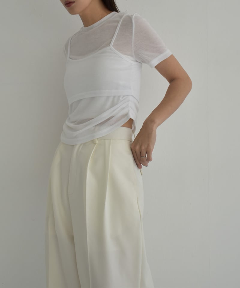 MUVEIL シアー レイヤード トップス nh-tops-02487 シアー レイヤード トップス ホワイト ブラック | L a v