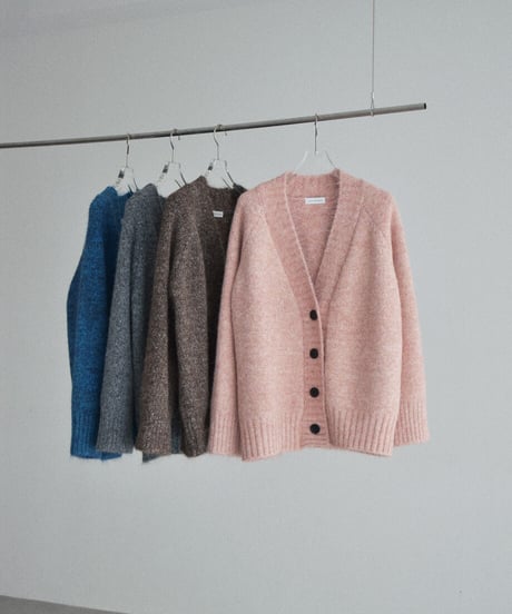 knit-02397　オーバー ニット カーディガン　ピンク　ブラウン　ブルー　グレー